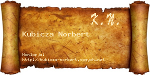 Kubicza Norbert névjegykártya